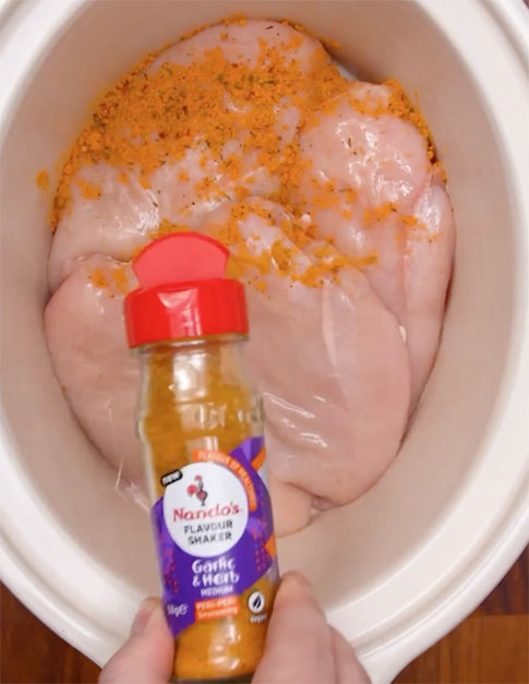 Nandos Pulled Chicken Recipe. Step 1 Add Peri-Peri seasoning to the chicken breasts